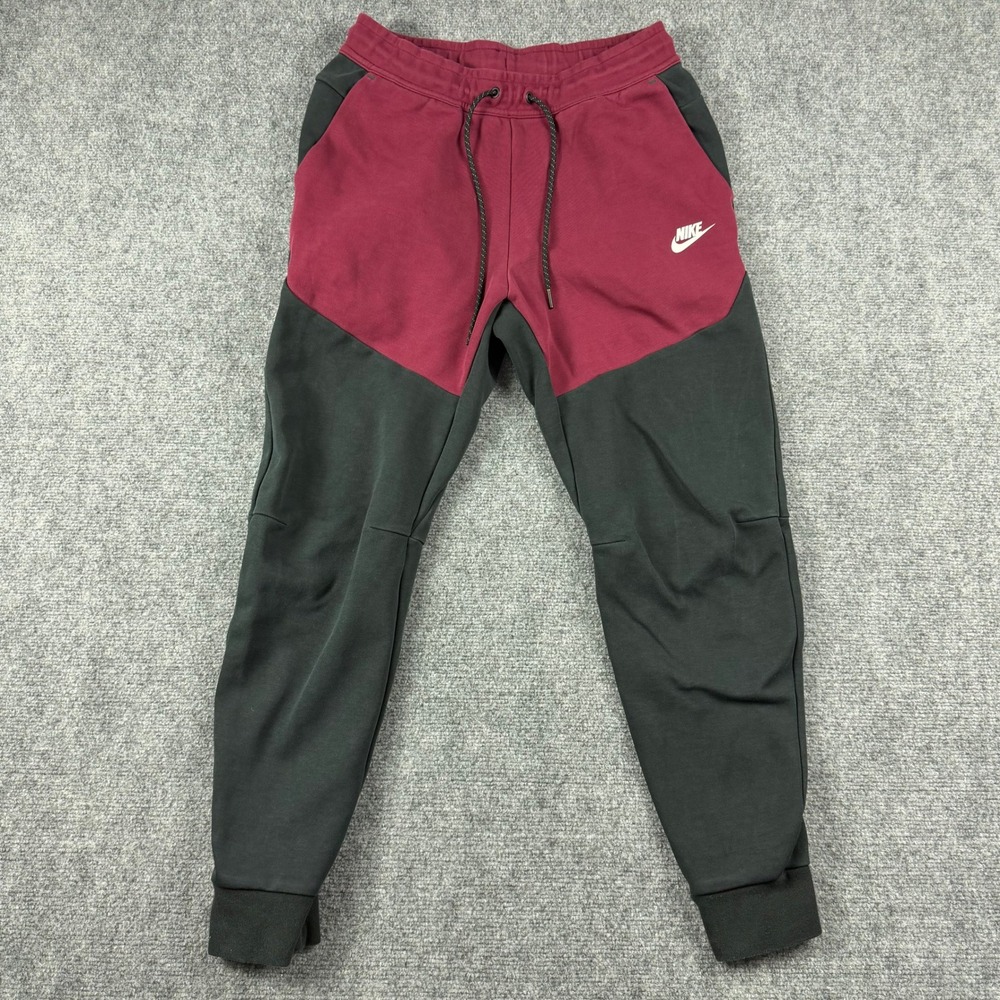 Nike Tech Fleece Joggers Mens‎ Medium Burgundy Black CU4495-018 Tapered